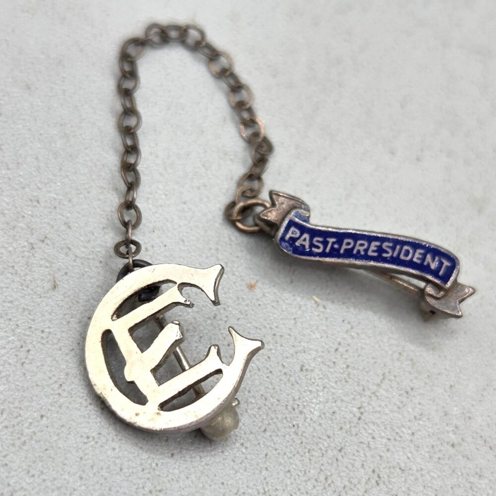 Christian Endeavor Sterling Silver Past-President Pin Chain Antique